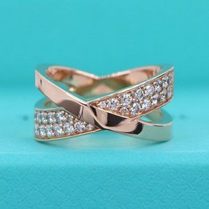 20886 Tiffany & Co. 18k Rose Gold Double Pave Diamond Atlas X Wide Ring Band